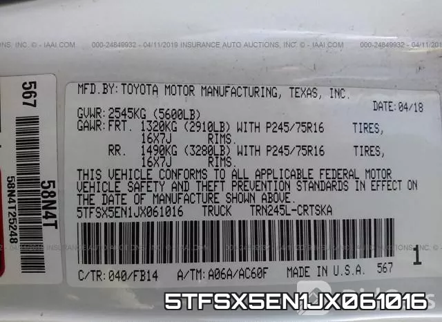 5TFSX5EN1JX061016 фото 8