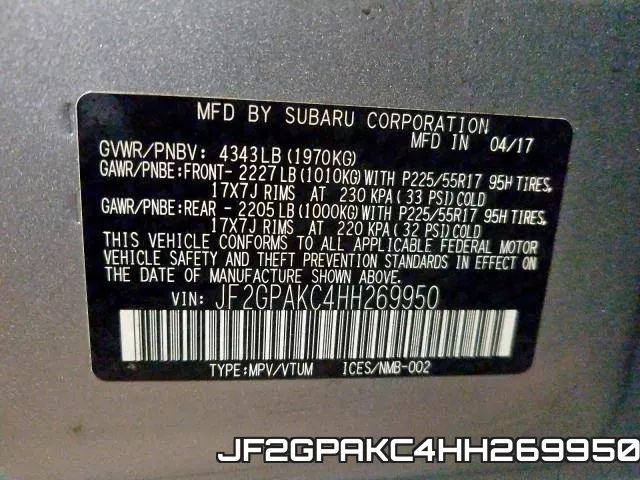 JF2GPAKC4HH269950 фото 2