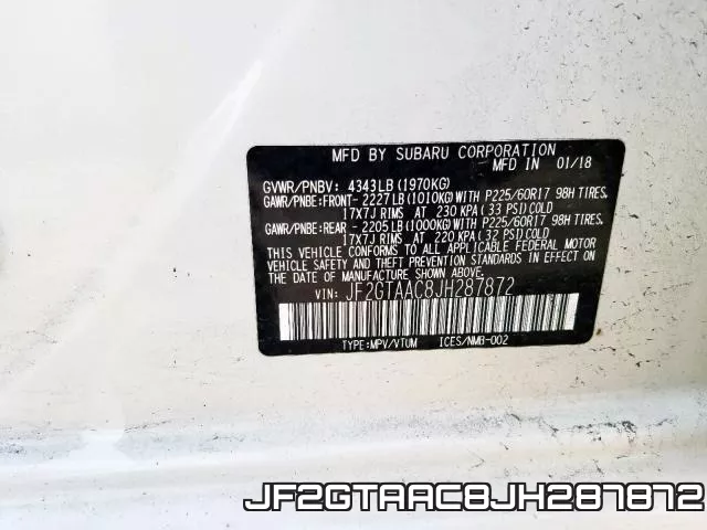 JF2GTAAC8JH287872 фото 2