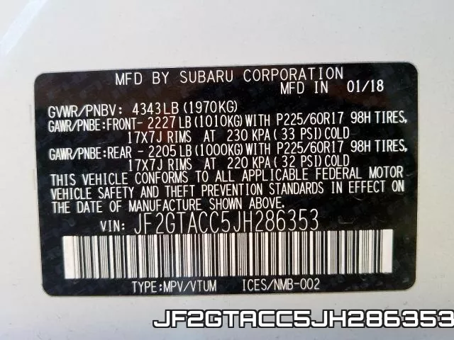 JF2GTACC5JH286353 фото 2