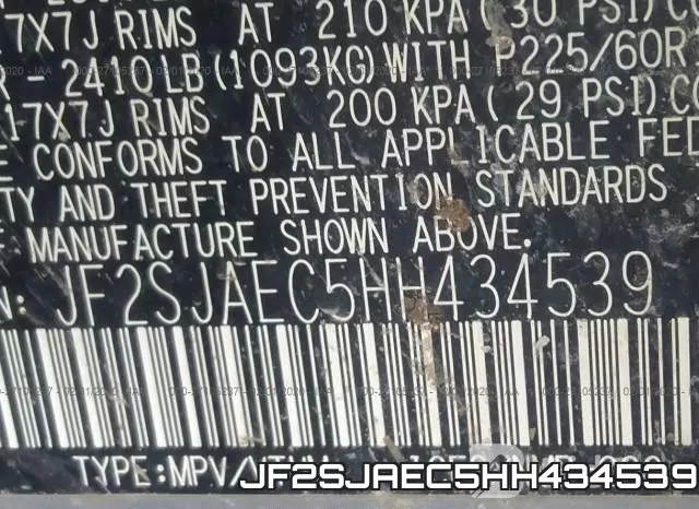 JF2SJAEC5HH434539 фото 7