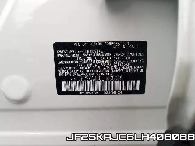 JF2SKAJC6LH408088 фото 2