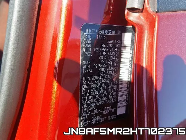 JN8AF5MR2HT702375 фото 2