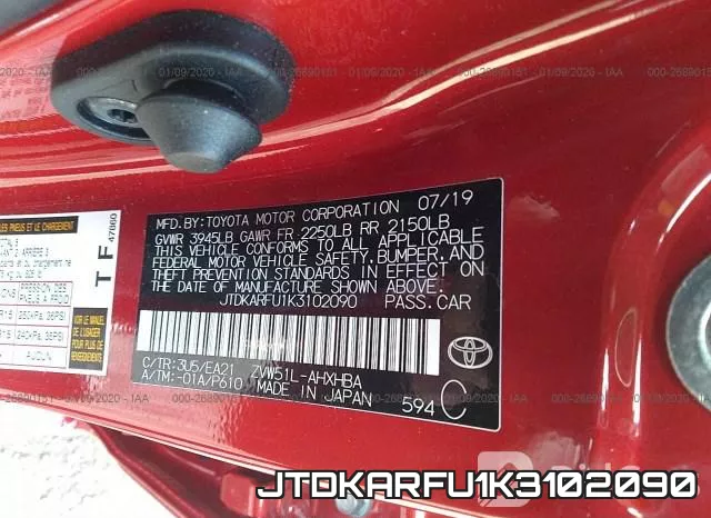JTDKARFU1K3102090 фото 4
