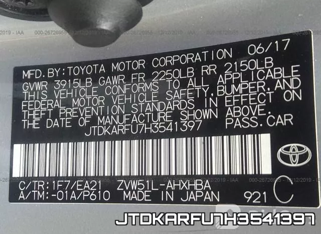 JTDKARFU7H3541397 фото 8