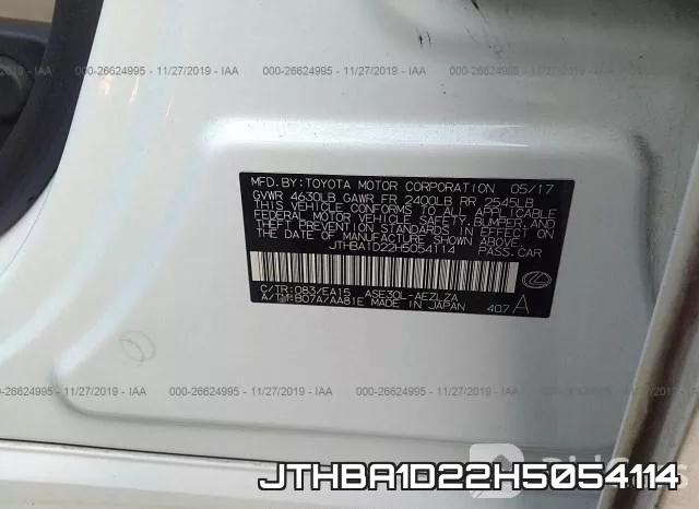 JTHBA1D22H5054114 фото 6