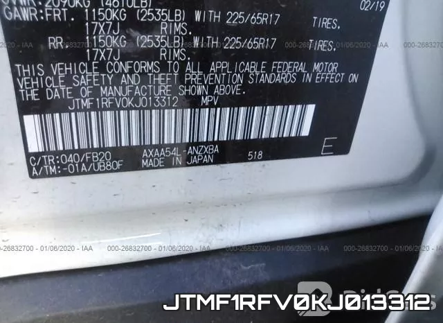 JTMF1RFV0KJ013312 фото 6