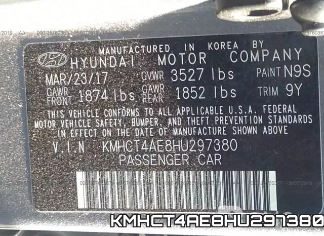 KMHCT4AE8HU297380 фото 6