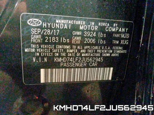 KMHD74LF2JU562945 фото 2