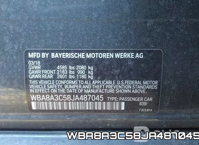 WBA8A3C58JA487045 фото 8