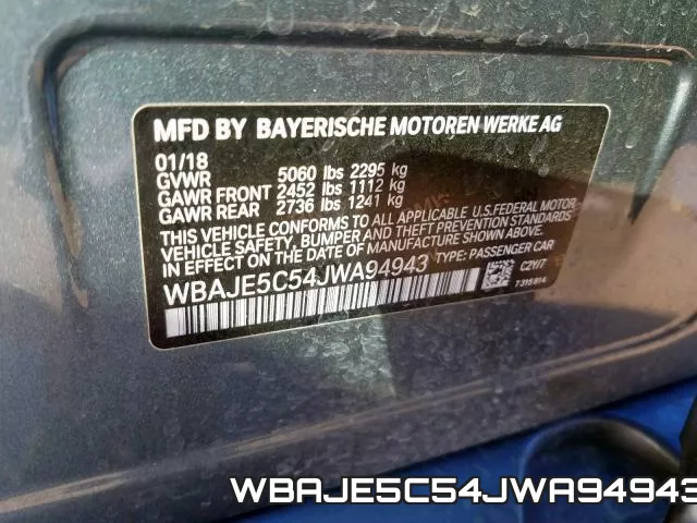 WBAJE5C54JWA94943 фото 2