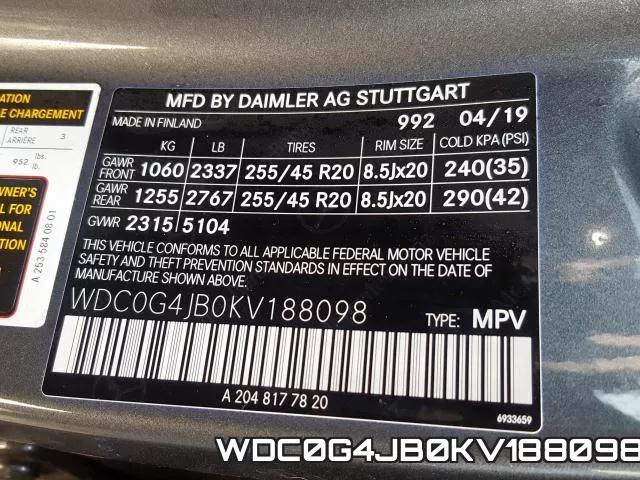 WDC0G4JB0KV188098 фото 2