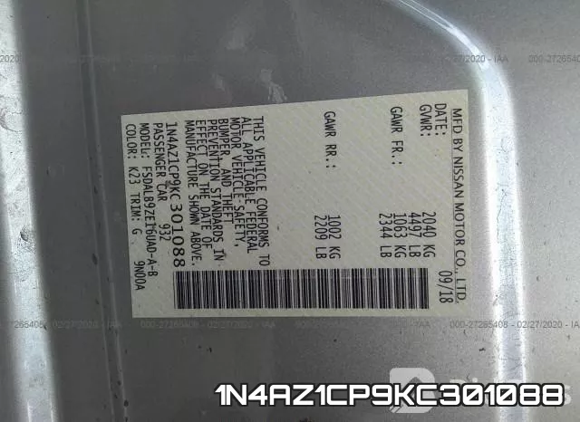 1N4AZ1CP9KC301088 фото 8