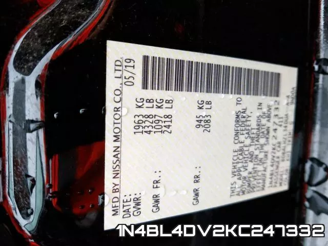 1N4BL4DV2KC247332 фото 2