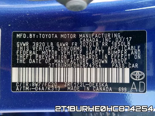 2T1BURHE0HC874254 фото 2