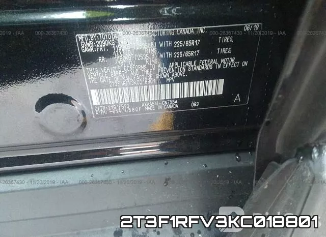 2T3F1RFV3KC018801 фото 8