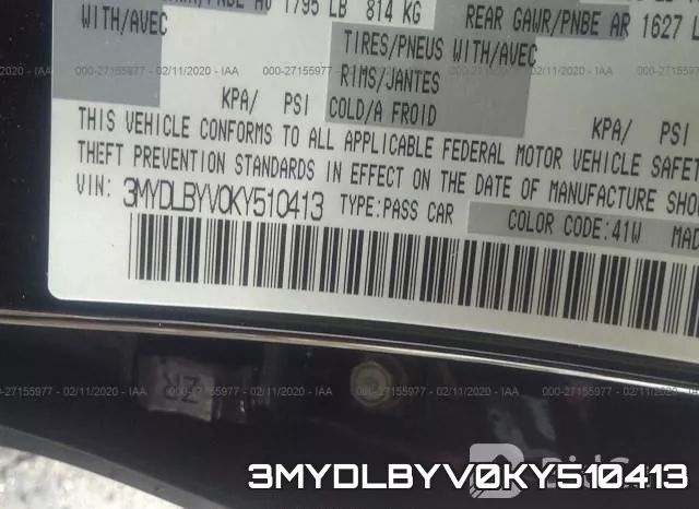 3MYDLBYV0KY510413 фото 9