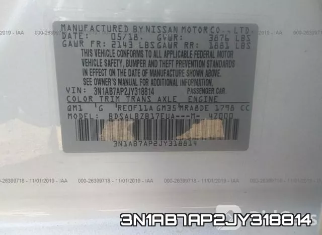 3N1AB7AP2JY318814 фото 5