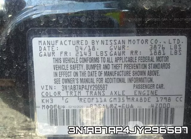 3N1AB7AP4JY296587 фото 5