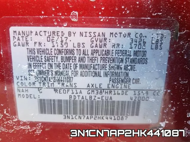 3N1CN7AP2HK441087 фото 2