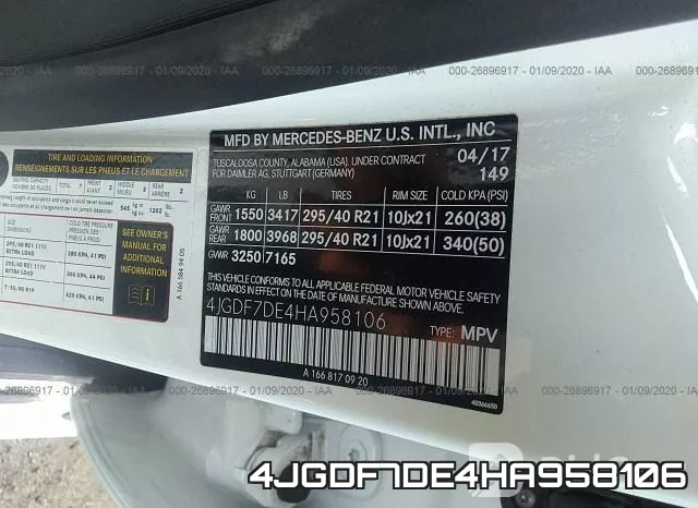 4JGDF7DE4HA958106 фото 8