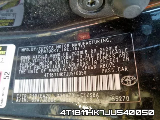 4T1B11HK7JU540050 фото 2