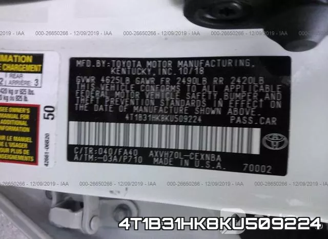 4T1B31HK8KU509224 фото 8