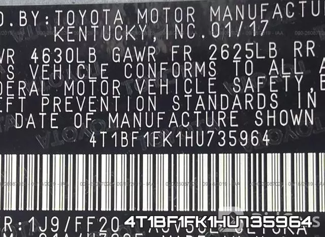 4T1BF1FK1HU735964 фото 7