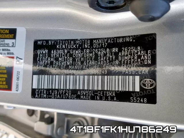 4T1BF1FK1HU786249 фото 2