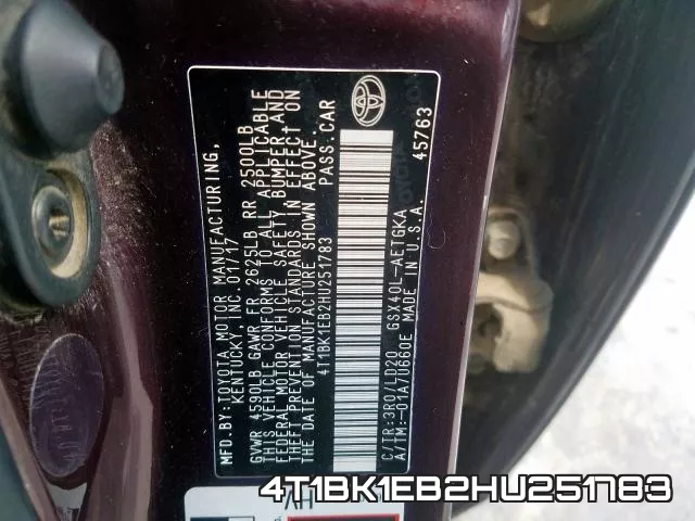 4T1BK1EB2HU251783 фото 2