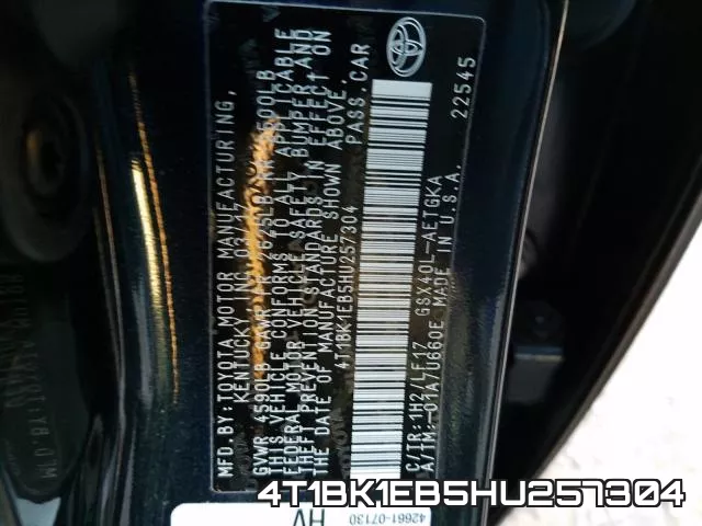 4T1BK1EB5HU257304 фото 2