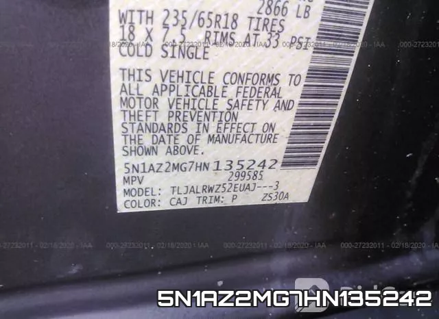 5N1AZ2MG7HN135242 фото 6