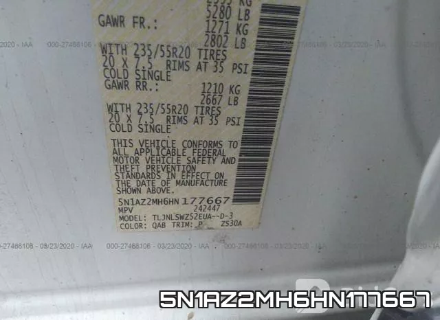5N1AZ2MH6HN177667 фото 7