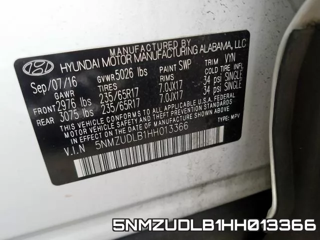 5NMZUDLB1HH013366 фото 2