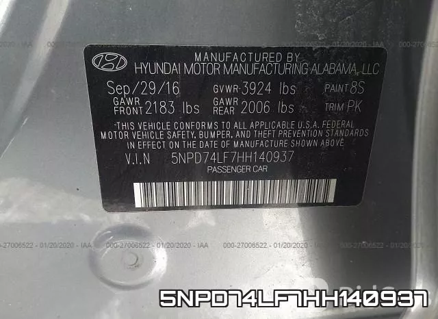 5NPD74LF7HH140937 фото 8