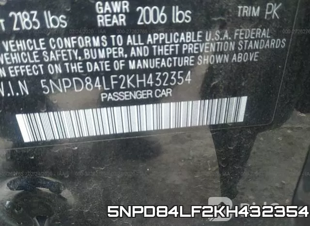 5NPD84LF2KH432354 фото 7