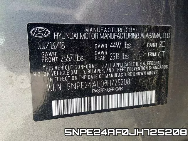 5NPE24AF0JH725208 фото 2
