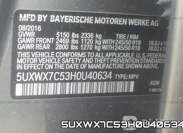 5UXWX7C53H0U40634 фото 4