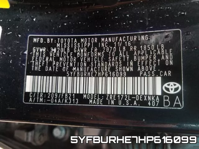 5YFBURHE7HP616099 фото 2