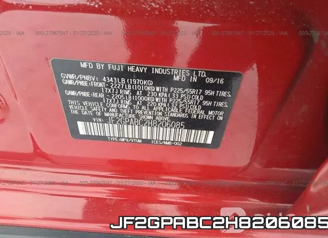 JF2GPABC2H8206085 фото 9