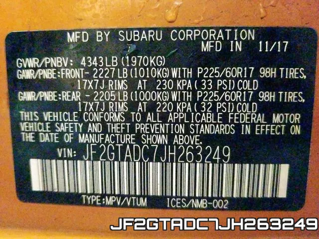JF2GTADC7JH263249 фото 2