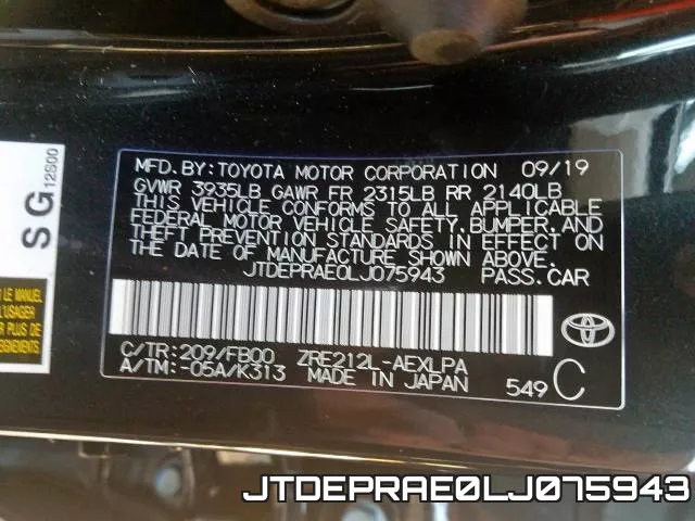 JTDEPRAE0LJ075943 фото 2