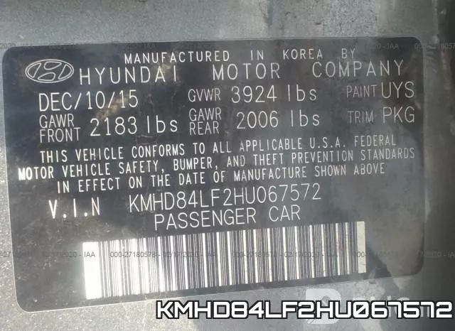 KMHD84LF2HU067572 фото 9