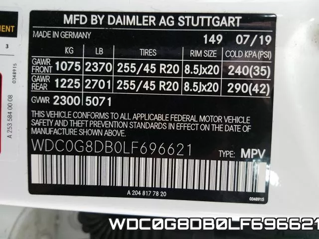 WDC0G8DB0LF696621 фото 2