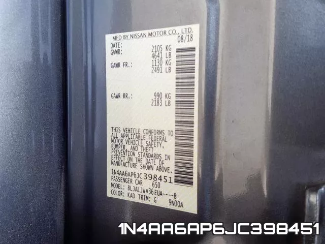 1N4AA6AP6JC398451 фото 2