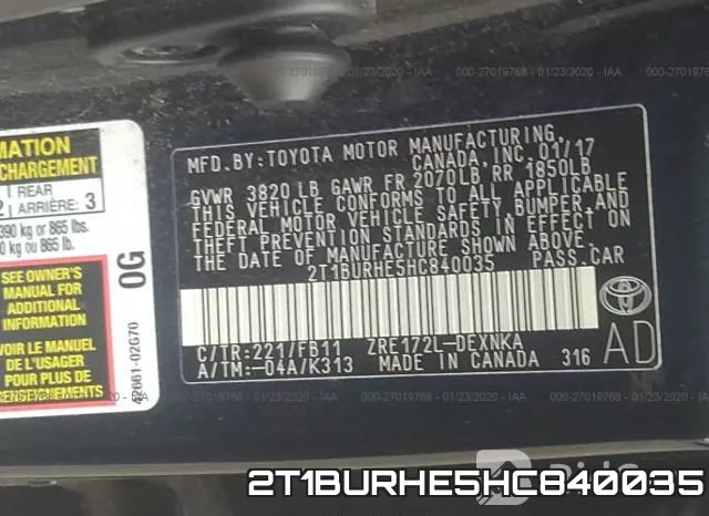 2T1BURHE5HC840035 фото 7