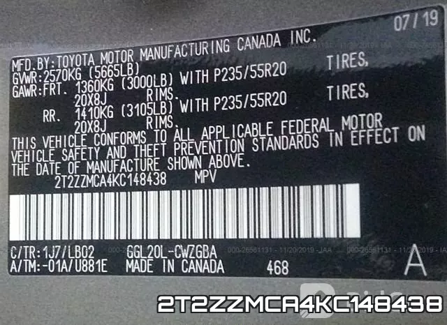 2T2ZZMCA4KC148438 фото 9