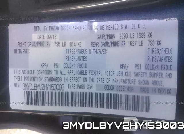 3MYDLBYV2HY153003 фото 7