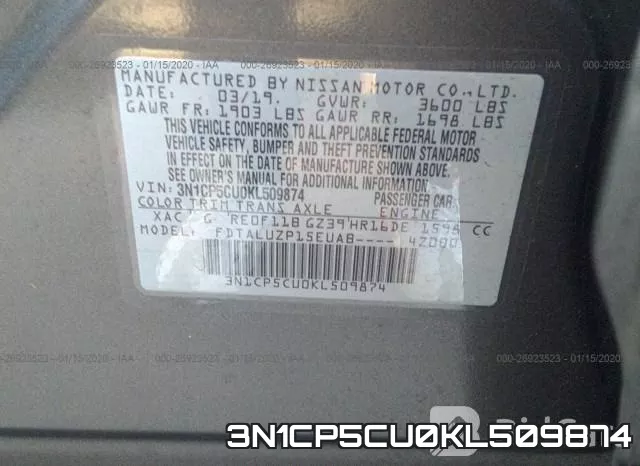 3N1CP5CU0KL509874 фото 8