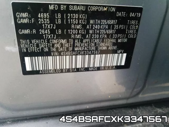 4S4BSAFCXK3347567 фото 2